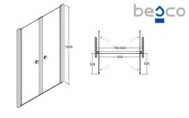 Душові двері Besco Sinco Due 80х195 см глянсовий хром/прозоре скло DSD-80