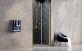 Душевая дверь Besco Sinco Due 80х195 см распашная матовое золото/прозрачное стекло DSD-80-ZS
