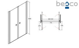 Душові двері Besco Sinco Due 90х195 см розстібна глянсовий хром/прозоре скло DSD-90