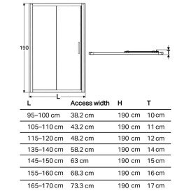 Душові двері Geberit Geo розсувні 105–110 см прозоре скло/сріблястий профіль 560.143.00.2