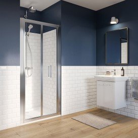 Душевая дверь Kolo Geo Bifold складывающаяся 90х190 см серебряный блеск/прозрачное стекло Reflex 560.126.00.3
