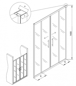 Душевая дверь Kolpa-San SQ Line TV4D/S 160/K 160х140 см профиль серебряный/прозрачное стекло 513070