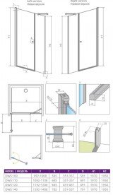 Душові двері Radaway Eos DWS 110 права профіль хром прозоре скло 37991-01-01NR
