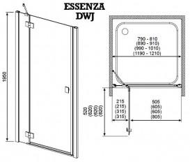 Душові двері Radaway Essenza DWJ 80 права хром / коричневе скло 32712-01-08NR