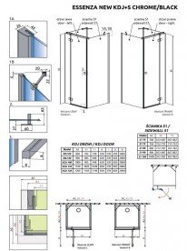 Душові двері Radaway Essenza New Black KDJ + S 100 права чорний / прозоре скло 385022-54-01R
