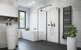 Душові двері Radaway Essenza New Black KDJ + S 120 ліва чорний / прозоре скло 385024-54-01L