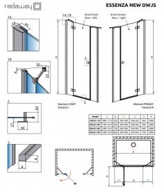 Душові двері Radaway Essenza New DWJS 130 права хром / прозоре скло 384090-01-01 + 385032-01-01R