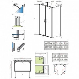 Душові двері Radaway Nes 8 DWD+2S 80х200 см орна хром/прозоре скло 10082180-01-01