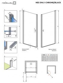 Душові двері Radaway Nes Black DWJ I 80 права чорний профіль прозоре скло 10026080-54-01R
