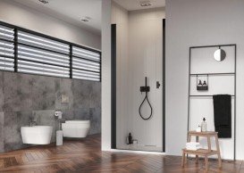 Душові двері Radaway Nes Black DWJ I 80 ліва чорний профіль прозоре скло 10026080-54-01L