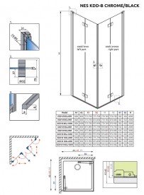 Душові двері Radaway Nes Black KDD B 80 ліва чорний профіль прозоре скло 10024080-54-01L