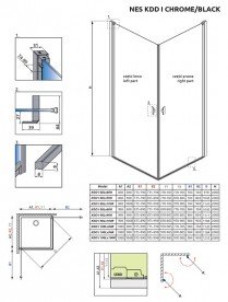 Душевая дверь Radaway Nes Black KDD I 80 левая чёрный профиль прозрачное стекло 10021080-54-01L