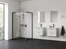 Душові двері Ravak Blix II NBLRV2K-90 розсувна профіль чорний скло transparent 1XM70300Z1