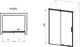 Душові двері Ravak Roll RODP 2-100 розсувна профіль чорний скло transparent X08VA0300Z1