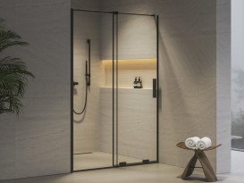 Душові двері Ravak Roll RODP 2-100 розсувна профіль чорний скло transparent X08VA0300Z1