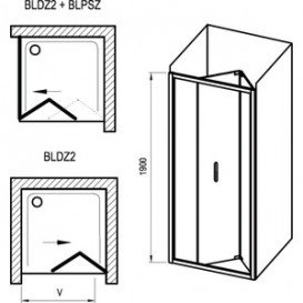 Душевая дверь складывающаяся Ravak Blix BLDZ2-70 профиль полированный алюминий стекло transparent X01H10C00Z1