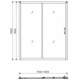 Душові двері в нішу Kolo GEO 6 скляна розсувна 160х190 частина 2/2 GDRS16222003B