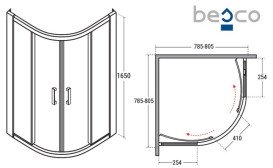 Душевая кабина Besco Modern 80х80 см профиль хром/стекло прозрачное MP-80-165-C