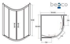 Душевая кабина Besco Modern 80х80 см профиль хром/стекло матовое MP-80-165-M