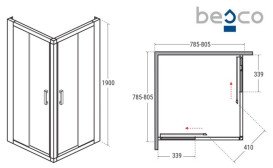 Душевая кабина Besco Modern 80х80 см профиль черный матовый/стекло прозрачное MKB-80-190-C