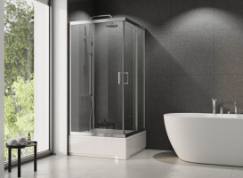 Душова кабіна Besco Modern 90х90 см профіль хром/скло прозоре MK-90-165-C