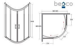 Душевая кабина Besco Modern 90х90 см профиль хром/стекло прозрачное MP-90-185-C
