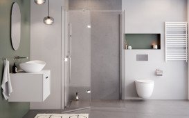 Душовий куточок Besco Pixa 100х80х195 см лівий профіль глянцевий хром/скло прозоре PPL-108-195C