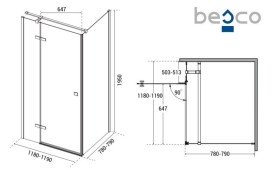 Душевая кабина Besco Pixa 120х80 см правая профиль хром/стекло прозрачное PPP-128-195C