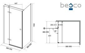 Душова кабіна Besco Pixa 90х90 см ліва профіль хром/скло прозоре PKL-90-195-C