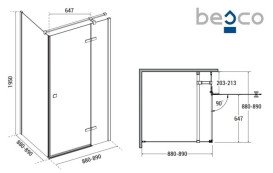 Душевая кабина Besco Pixa 90х90 см правая профиль хром/стекло прозрачное PKP-90-195-C