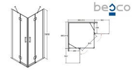 Душова кабіна Besco Viva 90х90 см профіль хром/скло прозоре VK-90-195-C