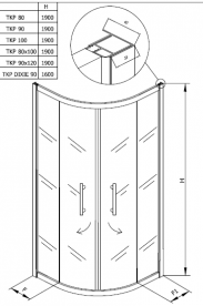 Душевая кабина четверть круга Kolpa San SQ Line TKP 80/K профиль белый/прозрачное стекло 511070