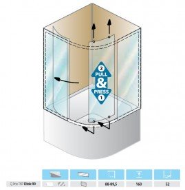 Душова кабіна чверть кола Kolpa San SQ Line Dixie TKP 90/CH профіль срібний/скло шиншила 511500