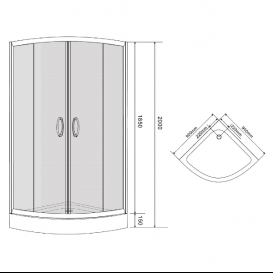 Душевая кабина Eger Balaton 90х90 профиль алюминий хром тонированное стекло 599-507-15