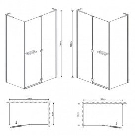 Душова кабіна Eger Megerka 120х80 права фурнітура хром прозоре скло 599-330TR / 1R