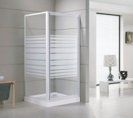 Душевая кабина Eger Frida 90х90 квадратная профиль алюминий белый стекло прозрачное с декором Frizek 599-151-15