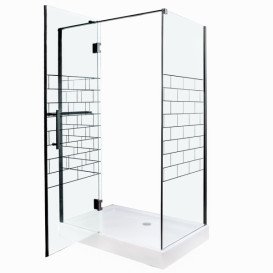 Душова кабіна Insana Venza 121 LN 120х80 см профіль чорний/прозоре з малюнком скло А0048483