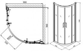 Душевая кабина Kolo GEO 6 90x90х190 часть 1/2 без поддона GKPG90R22003A