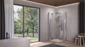 Душевая кабина Kolpa San Polaris fold Q SBR 100х100 см профиль серебро/прозрачное стекло Clean Coat 516110