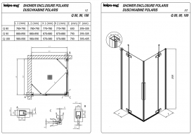 Душова кабіна Kolpa San Polaris Q B 100х100 см профіль чорний/прозоре скло Clean Coat 515360