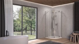 Душевая кабина Kolpa San Polaris R SBR 90х90 см профиль серебро/прозрачное стекло Clean Coat 515370