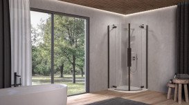 Душевая кабина Kolpa San Polaris R SBR 100х100 см профиль черный/прозрачное стекло Clean Coat 515400