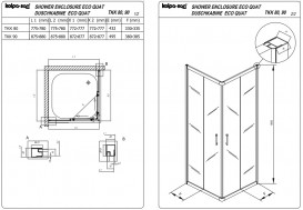 Душевая кабина Kolpa San TKK Eco Quat Black 80х80 см профиль черный/прозрачное стекло 515230