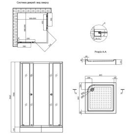 Душова кабіна Kroner KRP EifelQCFL9090 90х90 см профіль сатин скло з малюнком CV029569