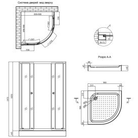 Душова кабіна Kroner KRP HarzCFF9090 90х90 см профіль сатин рифлене скло CV029560