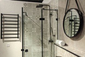 Душевая кабина квадратная Volle De la Noche 90х90 см профиль черный стекло прозрачное 10-40-194black