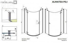 Душова кабіна Radaway Almatea PDJ 90х90 права профіль хром / коричневе скло 30702-01-08N