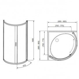 Душевая кабина Radaway Diana 90х90 см профиль хром стекло фабрик 30302-01-06NA