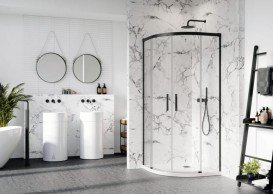 Душова кабіна Radaway Idea Black PDD 90Lx80R чорний профіль / прозоре скло 387139-01-01 + 387151-54-01