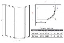 Душова кабіна Radaway Premium Plus E1700 120х90 см профіль хром прозоре скло 30483-01-01N